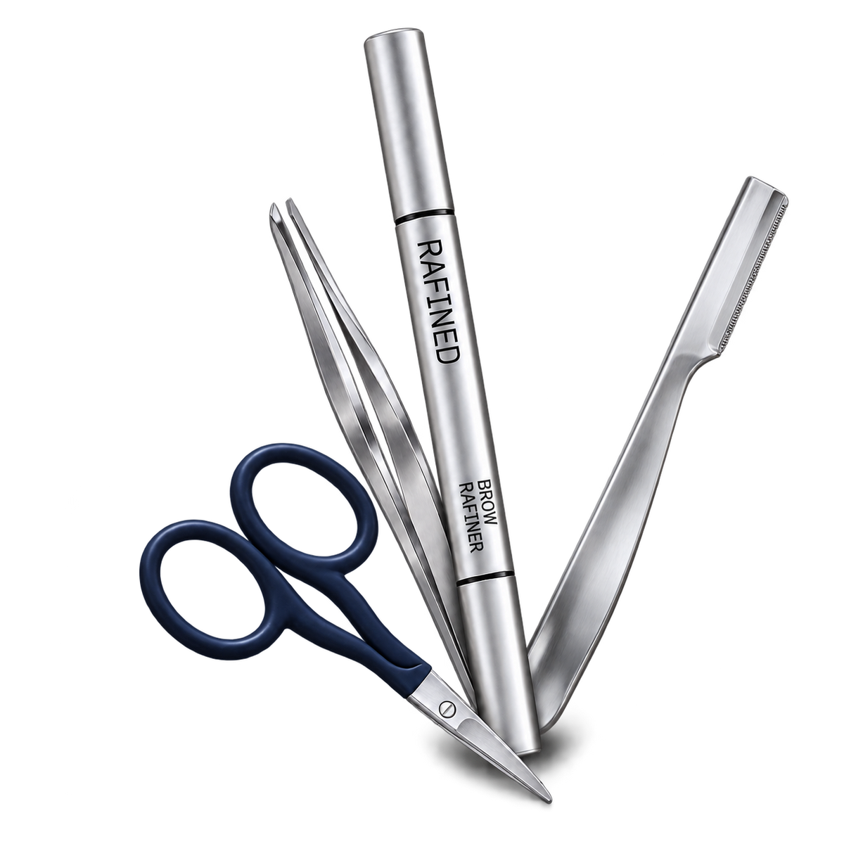 The Full Rafined Kit: Brow Rafiner, tweezers, scissors and razor
